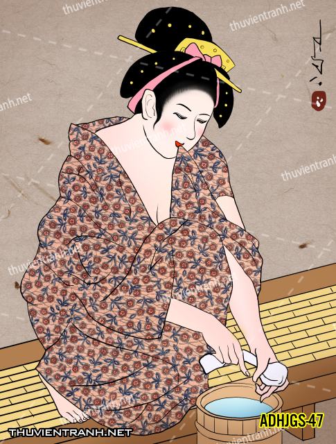 Tranh dán tường Cô gái  Nhật Bản mặc kimono, tranh minh họa cô gái Nhật Bản xưa -ADHJGS-47 - Kết quả tìm kiếm tranh tường